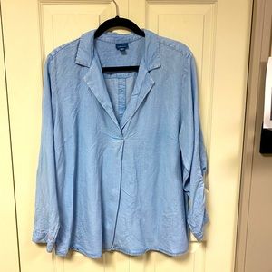 J. Jill Denim Chambray Shirt Size Petite XL, button back, Popover blouse
